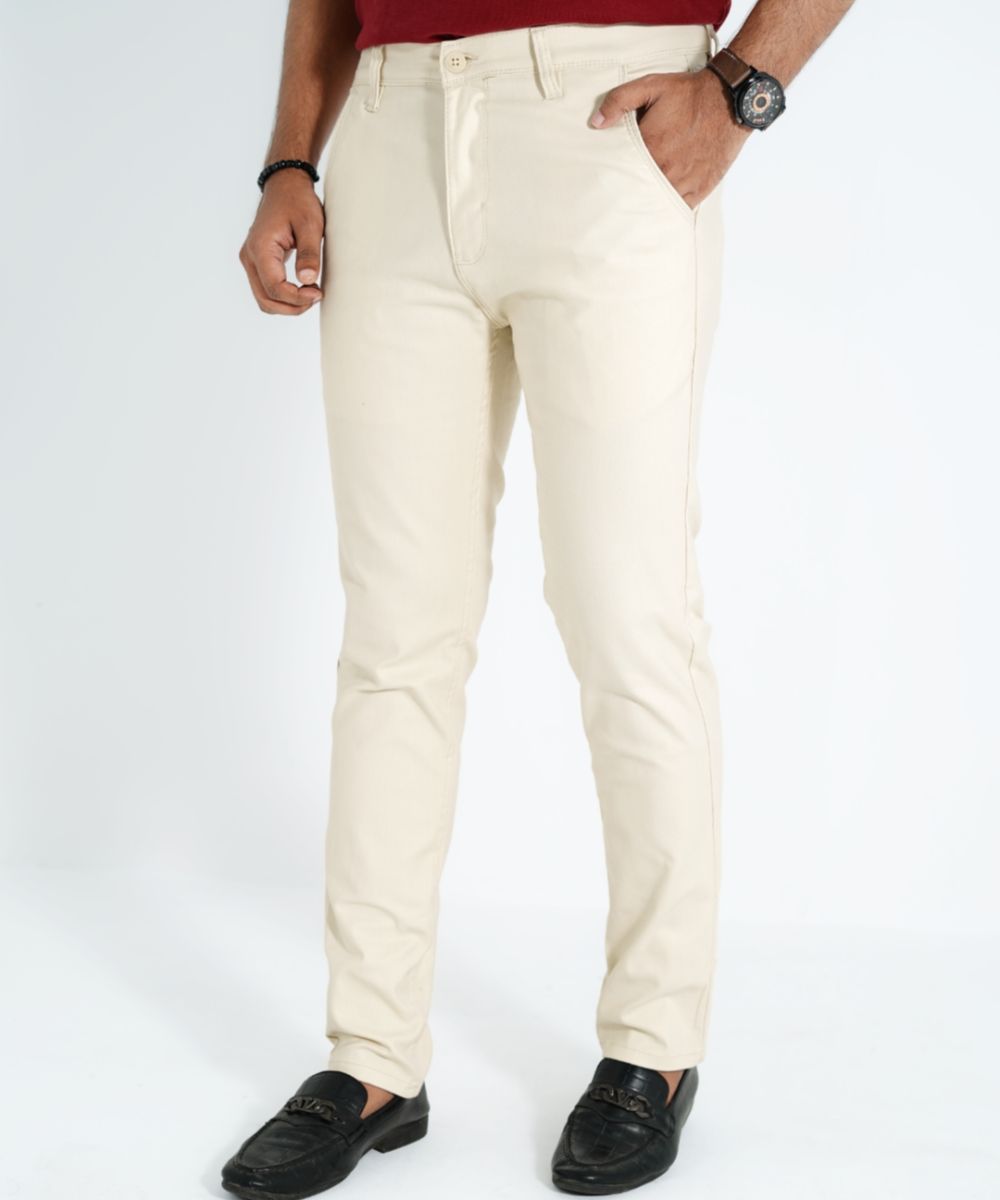 Men’s Offwhite  Superior Durable, Comfortable Standard Fit Gabardine Pant