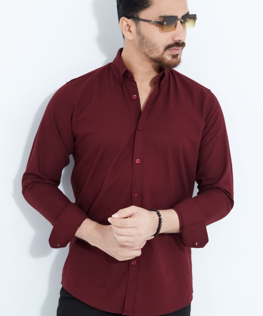 Signature Marron Oxford Shirt For Men's