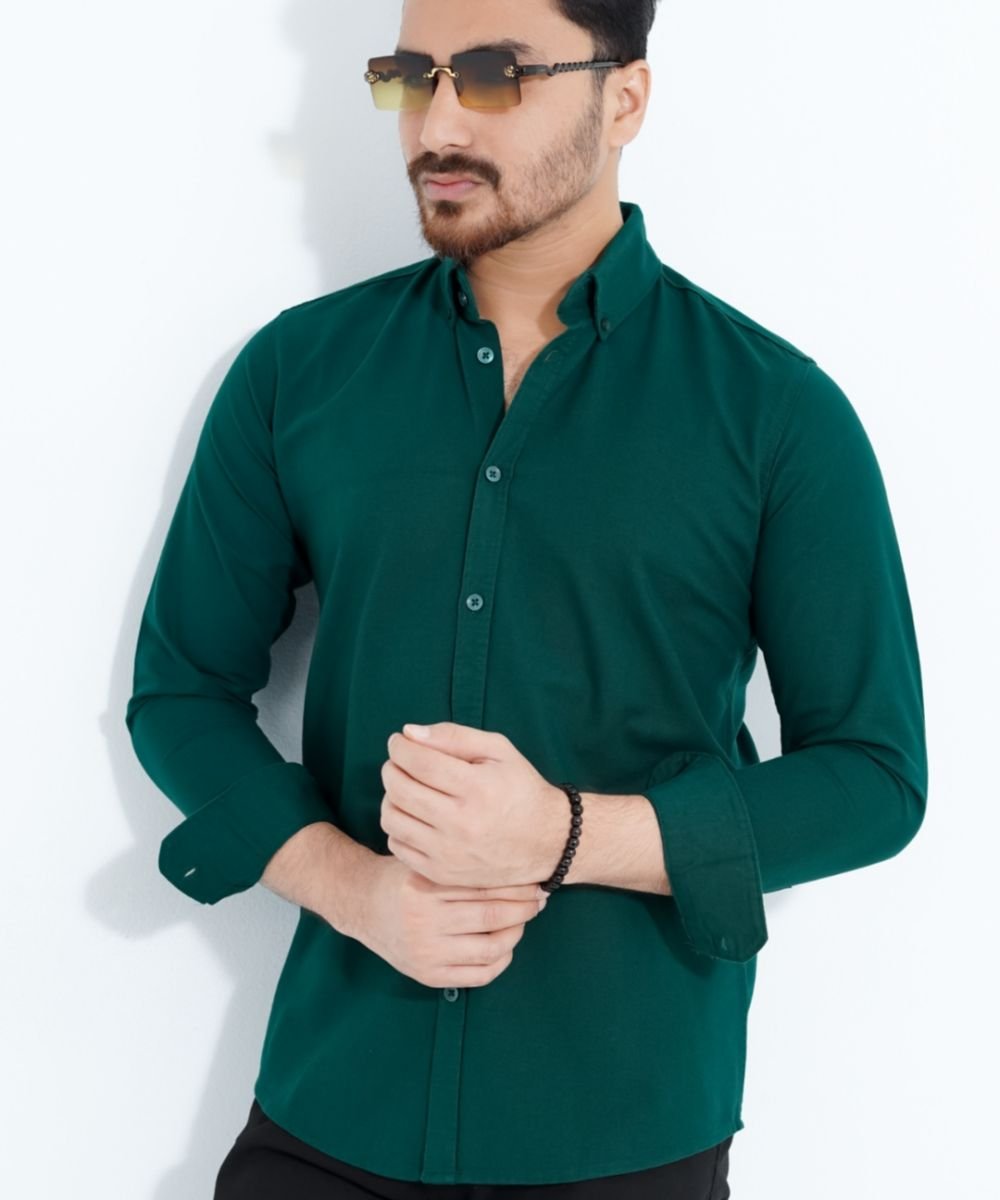 Signature Sea Green Oxford Shirt For Men's