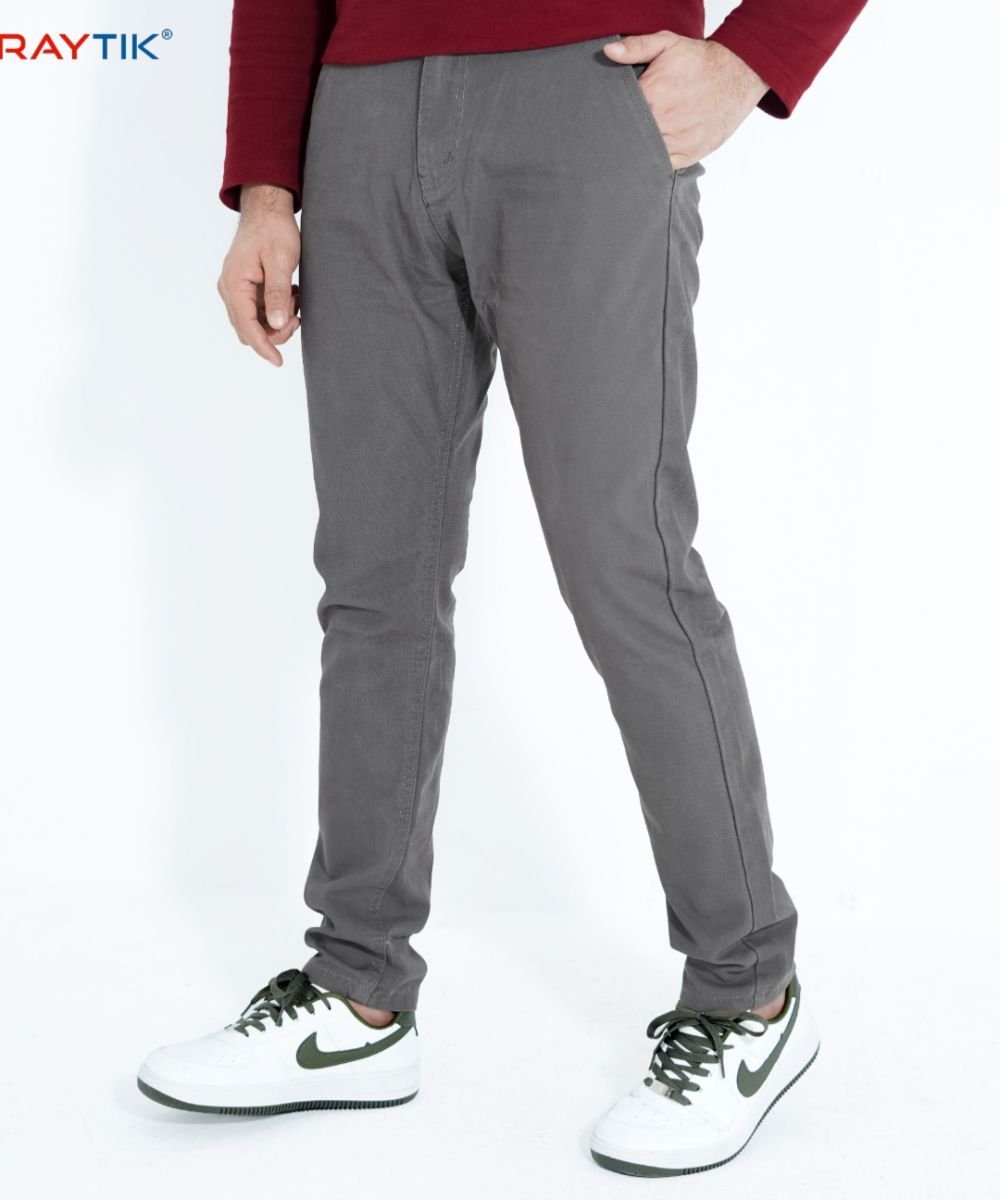 Gray American Eagle Muster Copy Standard Non Stretchable Gabardine Pant For Men's