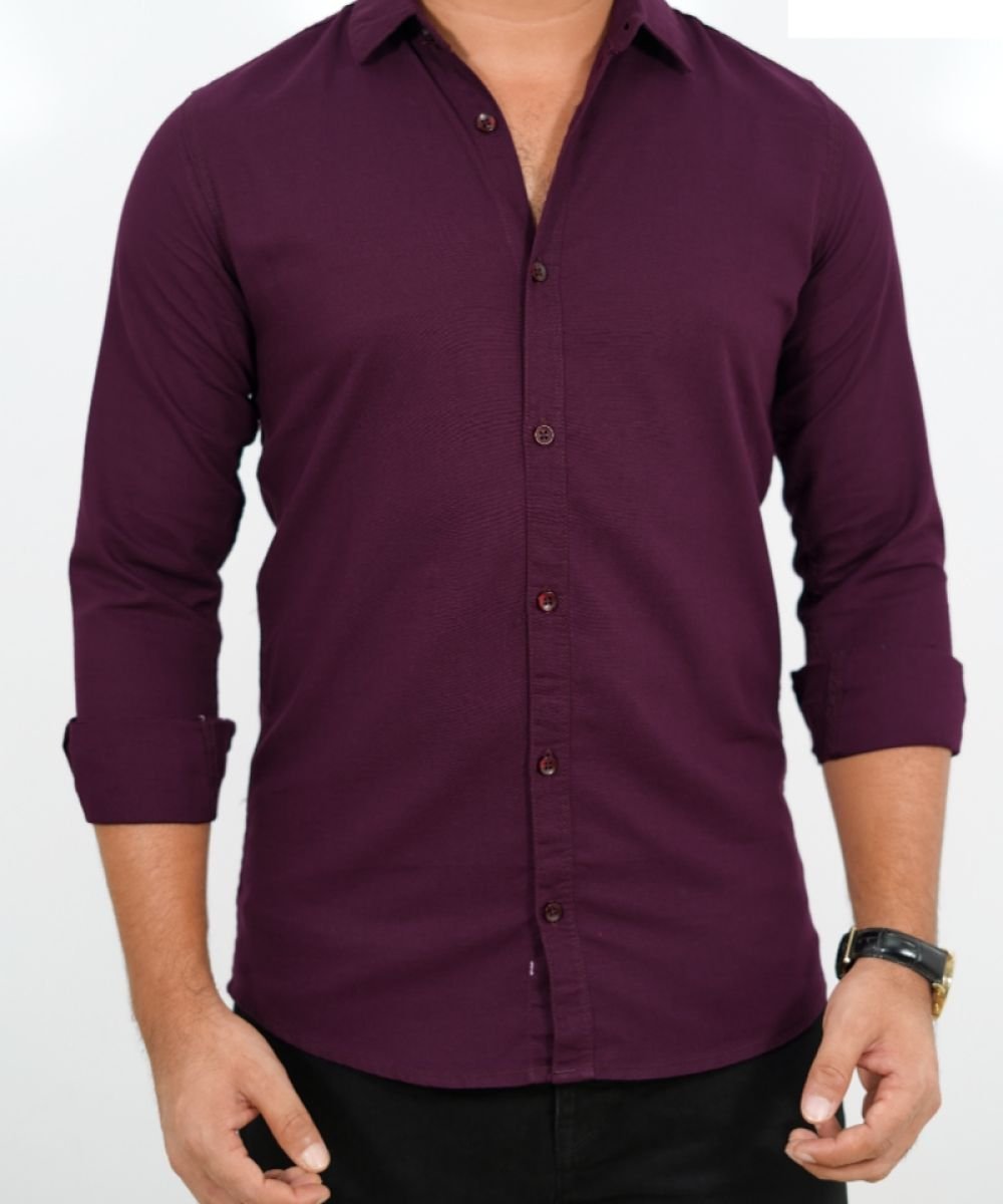Oxford Cotton Purple Full Sleeve Shirt For Men's