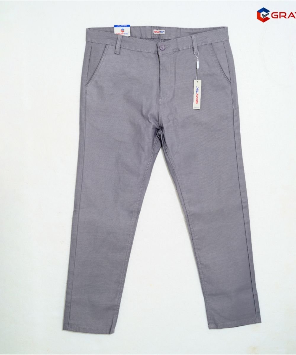 Standard Stretchable Light Gray Gabardine Pant For Men's