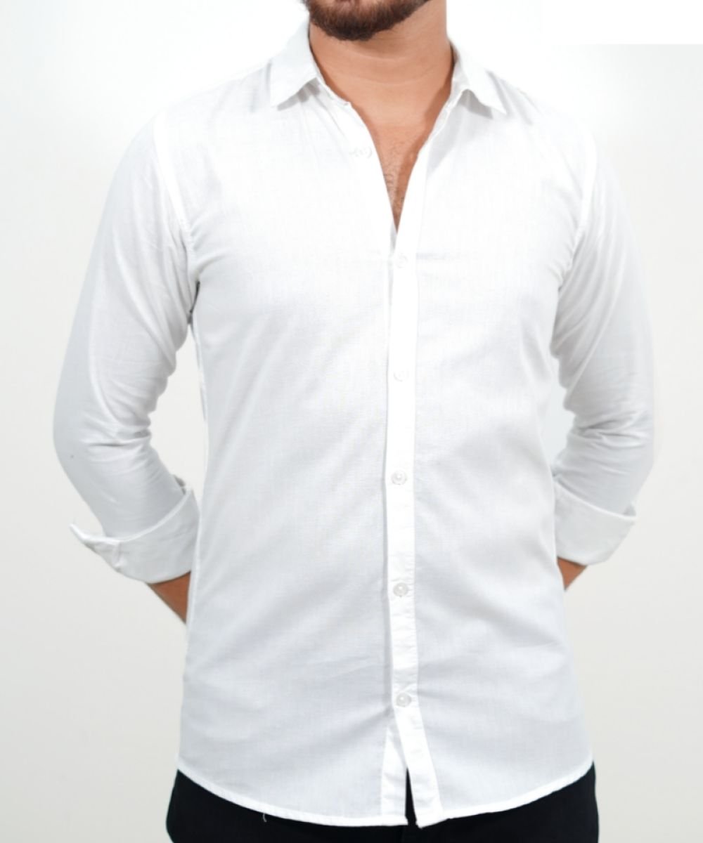 Oxford Cotton White Full Sleeve Shirt For Men's
